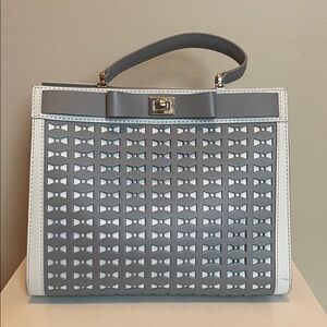 Kate Spade Gray and White Cut-Out Satchel